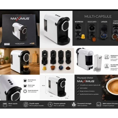 Machine à Café MAXIMUS 4 en 1 Multi-Capsule SDDM-W542 Noir Blanc – Image 2