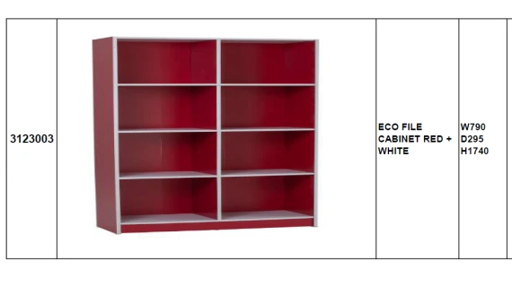 Bibliothèque ECO File Cabinet – 8 Niches Rouge & Blanc – Image 2