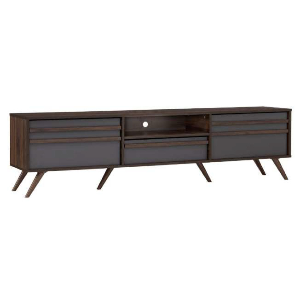 Meuble TV Blackburn 1.8m en Columbia et Dark Grey, avec 4 compartiments gris foncé et une niche centrale