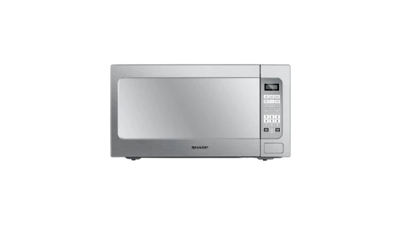 Micro-ondes Sharp 43L en acier gris, grand format, avec un plateau de 420mm