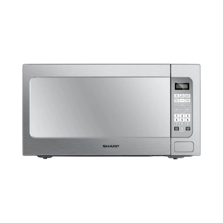 Micro-ondes Sharp 43L en acier gris, grand format, avec un plateau de 420mm