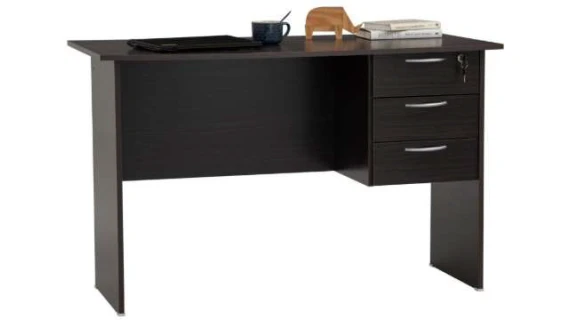 Bureau ECO 4' Cappuccino avec 3 tiroirs verrouillables et grande surface de travail