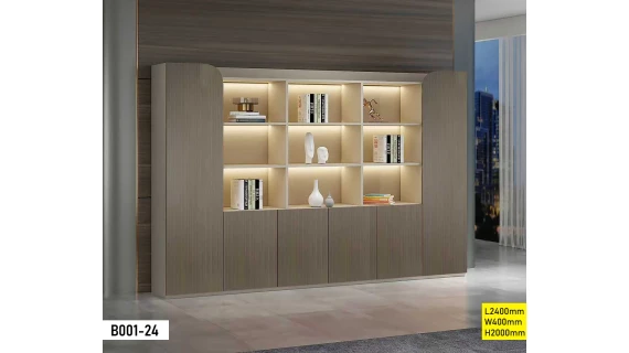 Ensemble Bureau + Bibliothèque KT2512-24 – Grand Bureau Bois Beige avec Rangement – Image 3