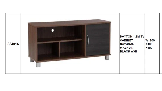 Meuble TV Dayton 1.2m – Noyer Naturel & Black Ash – Image 2