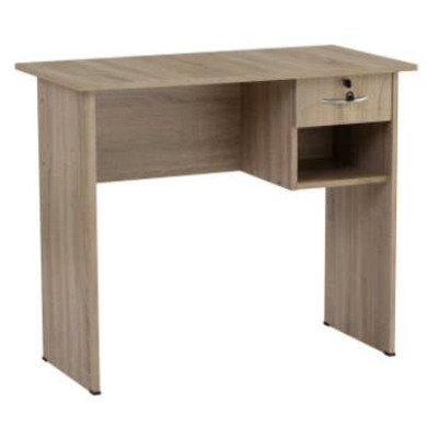 Bureau ECO 3' en chêne naturel avec tiroir verrouillable et surface de travail spacieuse