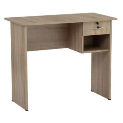Bureau ECO 3' en chêne naturel avec tiroir verrouillable et surface de travail spacieuse