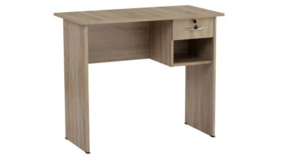Bureau ECO 3' en chêne naturel avec tiroir verrouillable et surface de travail spacieuse