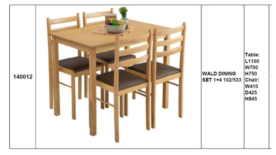 Ensemble Salle à Manger Wald – Table + 4 Chaises Chêne Clair – Image 2