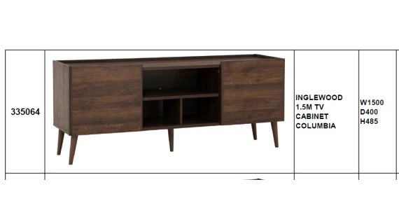 Meuble TV Inglewood 1.5m – Columbia Noyer Fumé – Image 2