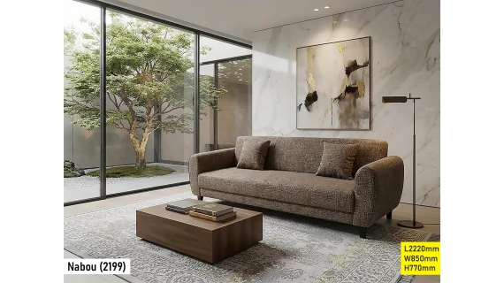 Canapé 3 places marron Nabou 2199 en tissu chinille, design élégant et confortable