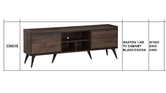 Meuble TV Maxton 1.8m – Black/Cocoa Noyer Fumé – Image 2