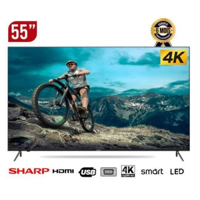 Téléviseur Sharp Google TV 55" 4K UHD avec écran noir et design élégant