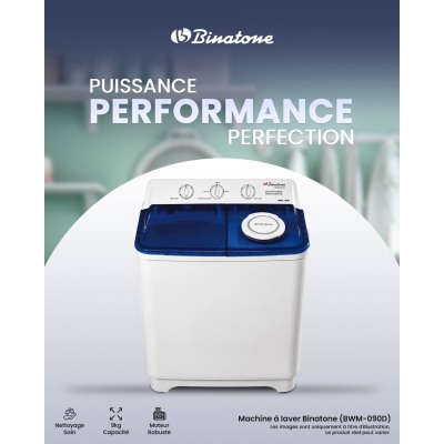 Machine à Laver Binatone BWM-090D 9 Kg Semi-Automatique – Puissante et Économique