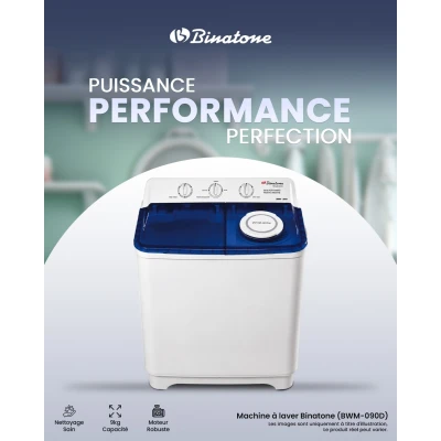 Machine à Laver Binatone BWM-090D 9 Kg Semi-Automatique – Puissante et Économique