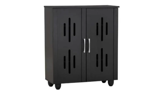 Meuble à Chaussures Hasting 2 Portes en noir mat avec découpes ajourées