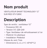 Ventilateur Smart Technology 12" Sur Pied STV1205C – Image 2