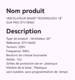 Ventilateur Smart Technology 18" Sur Pied STV1840C – Image 2