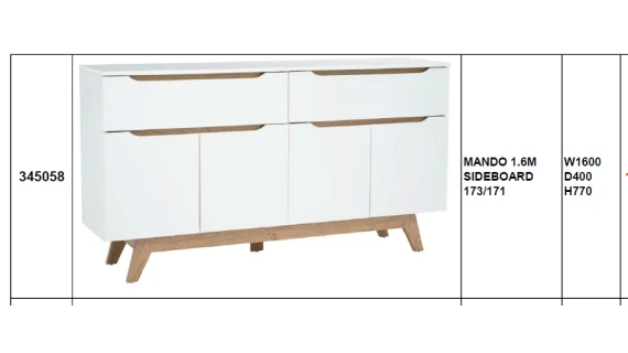 Buffet Mando 1.6M – Design Scandinave Blanc/Oak – Image 2