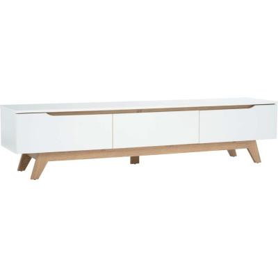 Meuble TV MANDO 1.8M Blanc & Chêne – 3 Portes Design Scandinave