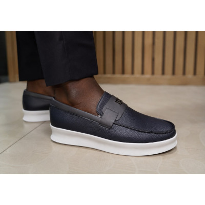 Mocassin Homme Loafer Bleu Marine – Semelle Blanche