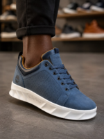 Mocassin Homme Noir Embossé Boucle Semelle Blanche
