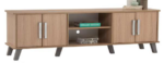 Meuble TV Naomi en chêne naturel avec 4 portes et 2 niches, design scandinave, pour salon moderne à Dakar
