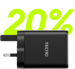 Chargeur TECNO E60T 65W GaN – 3 Ports Charge Rapide – Image 3