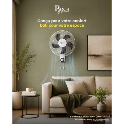 Ventilateur Mural Roch RWF-1611-F 16" – Fraîcheur Optimale
