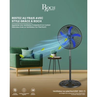 Ventilateur Sur Pied Roch RSF-1822-F 18 pouces - 5 pales puissantes