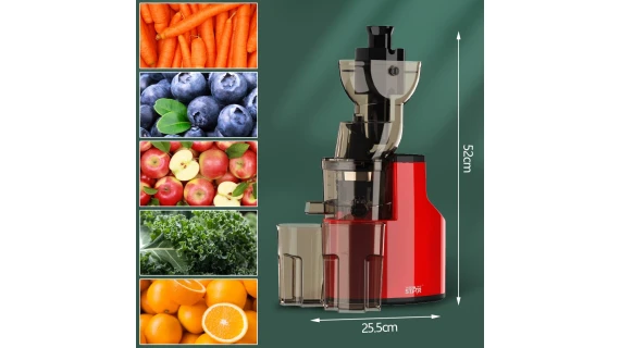 Extracteur de Jus WINNING STAR ST1000 Rouge 150W – Extracteur Lent 500 ml avec Éjection Automatique de la Pulpe