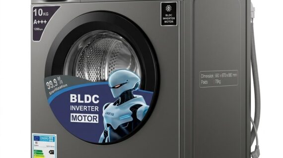 Machine à laver Tecnolux 10Kg A+++ avec un moteur Inverter silencieux et une grande capacité de lavage