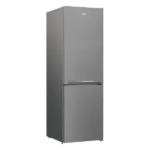 Réfrigérateur Beko Combiné 3 Tiroirs B3RCHE440HS en couleur inox avec des portes réversibles et un éclairage LED
