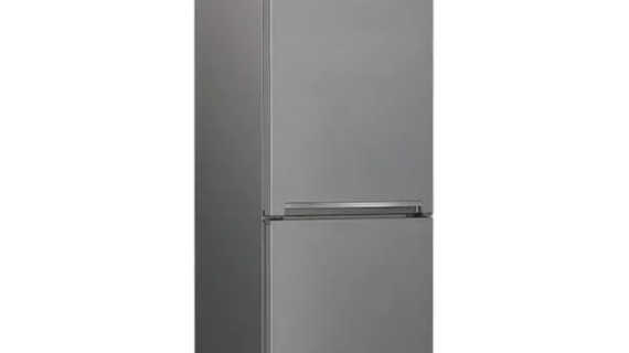 Réfrigérateur Beko Combiné 3 Tiroirs B3RCHE440HS en couleur inox avec des portes réversibles et un éclairage LED
