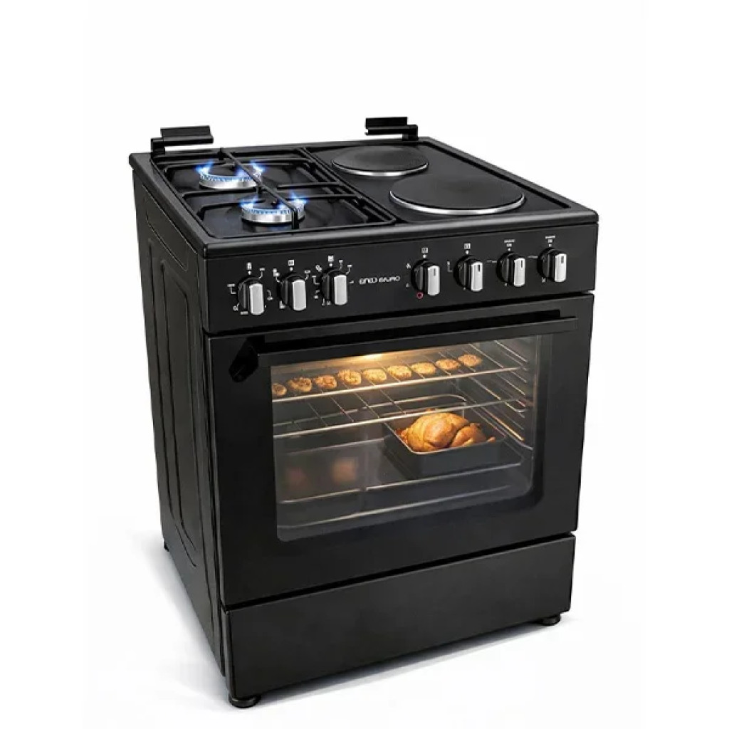 Cuisinière Enduro AFS6022EEBIT Mixte Gaz/Élec 60x60 cm, noir, avec table de cuisson mixte et four électrique intégré