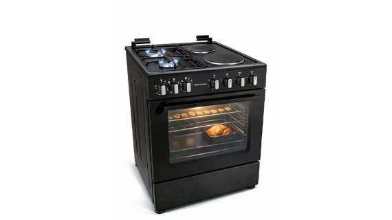 Cuisinière Enduro AFS6022EEBIT Mixte Gaz/Élec 60x60 cm, noir, avec table de cuisson mixte et four électrique intégré