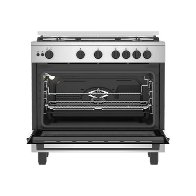 Cuisinière gaz Beko BGGR11125GX en finition inox avec 5 feux gaz et un four gaz grande capacité