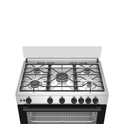 Cuisinière Gaz Beko BGGR11125GX Inox 90cm 5 Feux vue de dessus des brûleurs