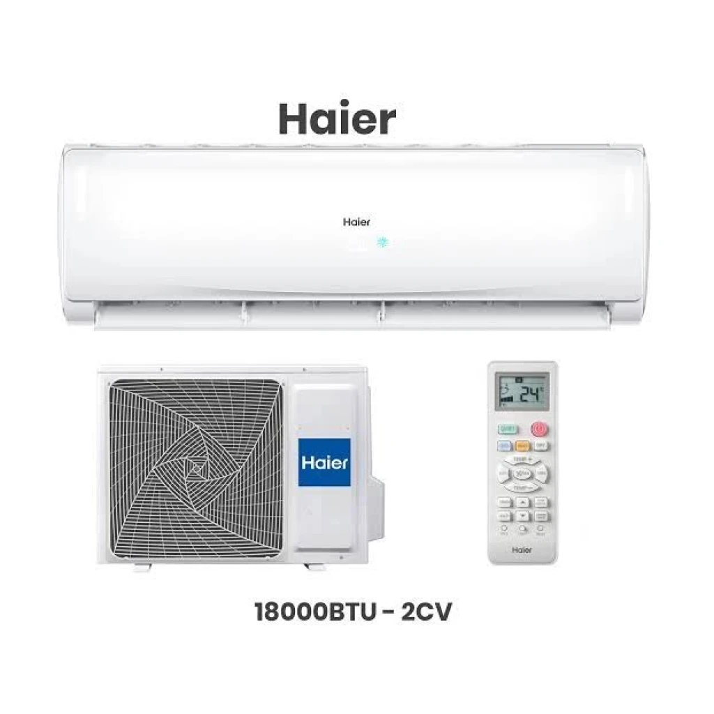 Climatiseur Split Haier 24000 BTU A+++ avec design moderne et épuré, installé dans un salon à Dakar