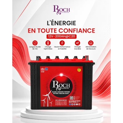 Batterie solaire Roch 12V-200Ah tubulaire EFB