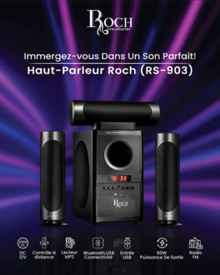 Haut-Parleur Roch RS-903 avec trois enceintes et télécommande